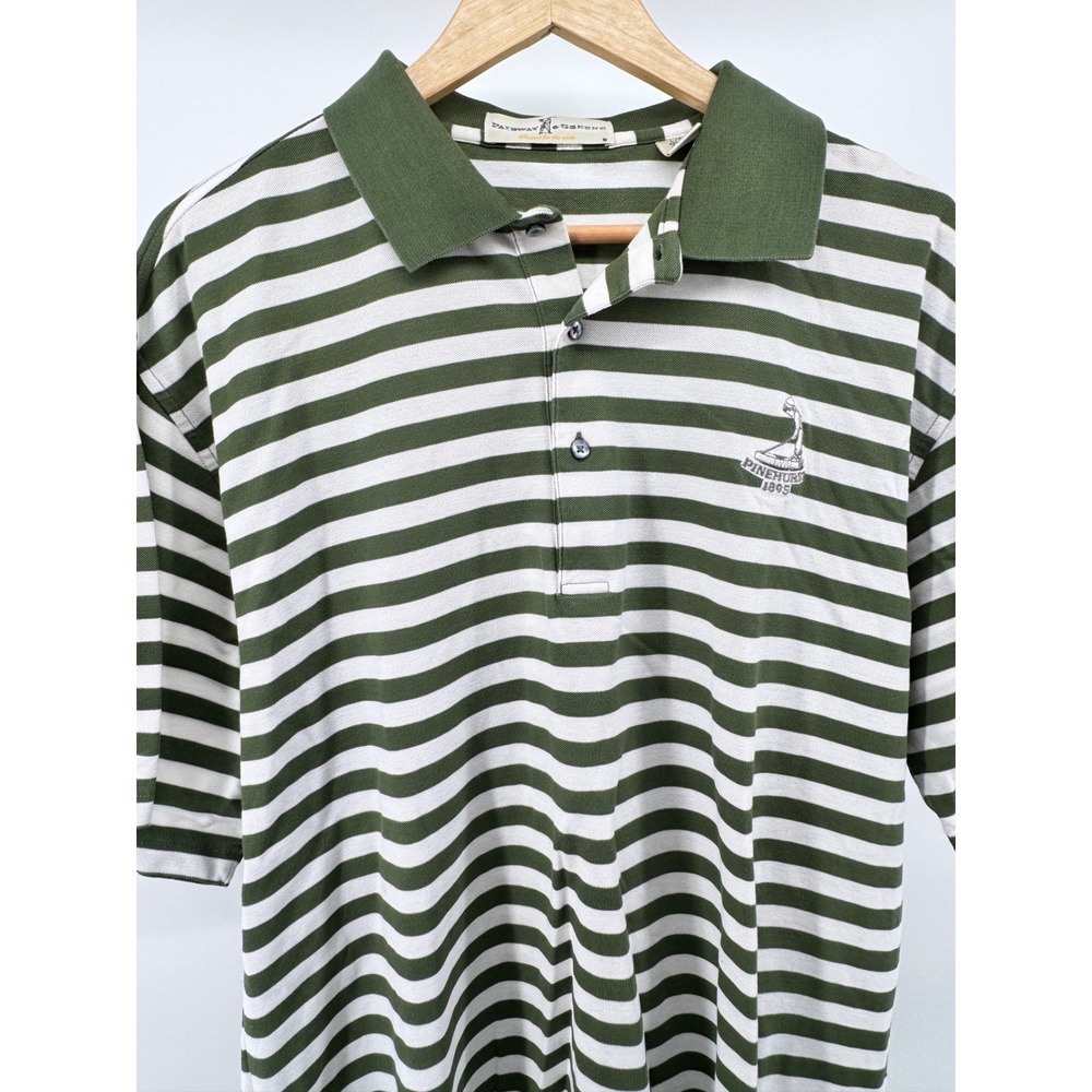 Fairway Greene Pinehurst 1895 Polo Shirt Mens Large Green Striped Golf - Picture 6 of 10